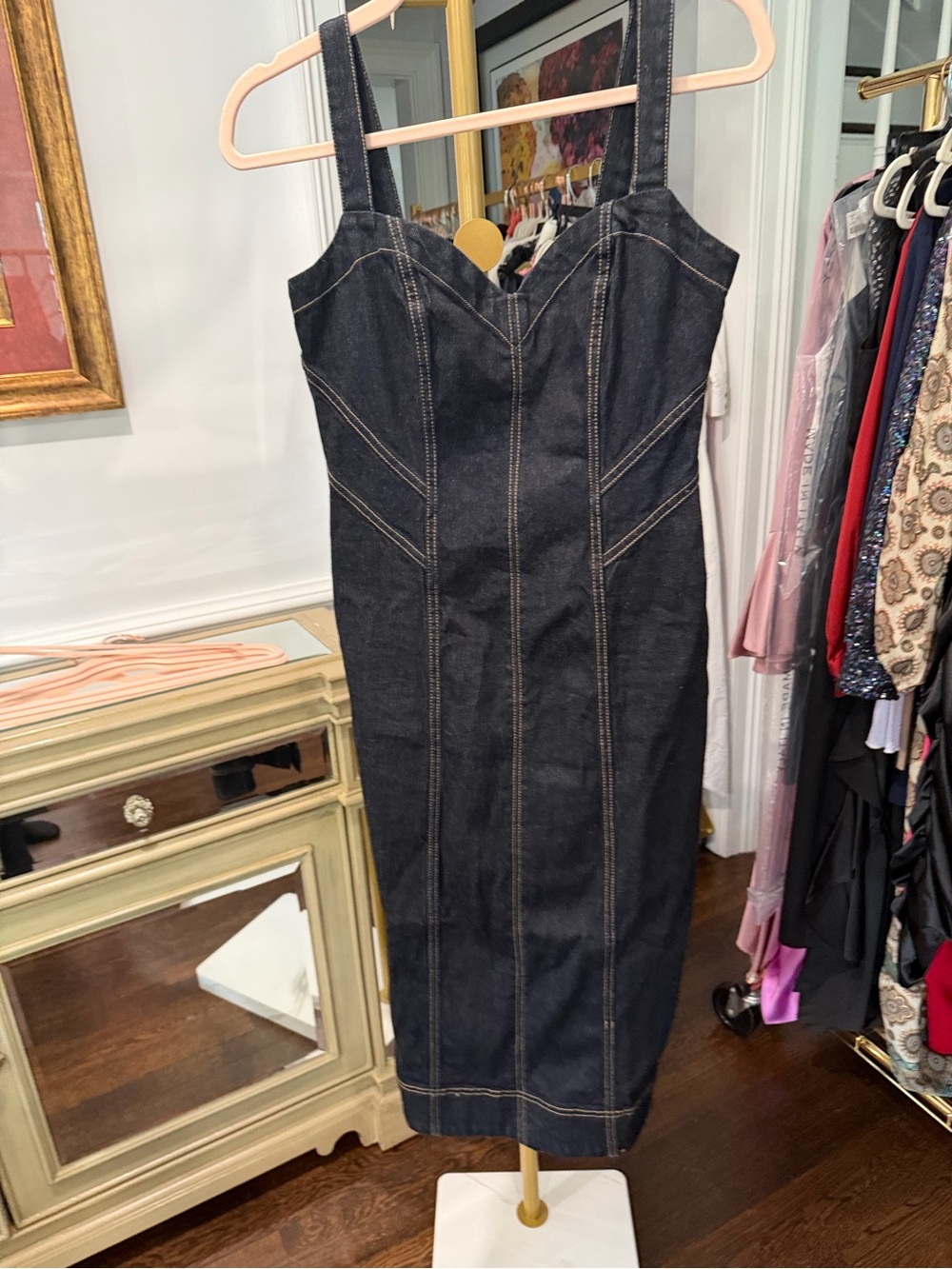 Pilcro Dark Denim Midi Dress